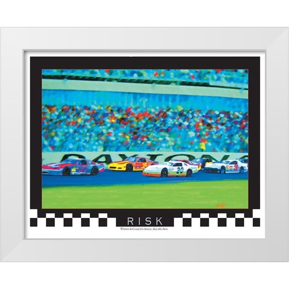 Unknown 32x26 White Modern Wood Framed Museum Art Print Titled - Race Cars