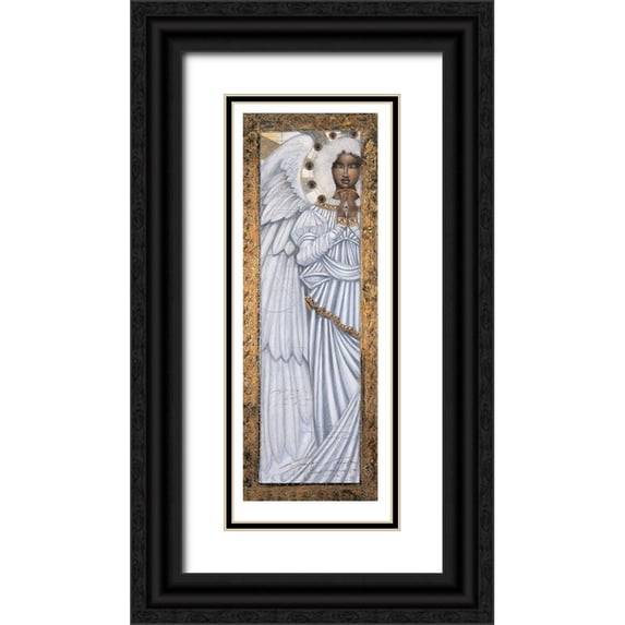 Unknown 8x14 Black Ornate Wood Framed with Double Matting Museum Art Print Titled - Archangel Left