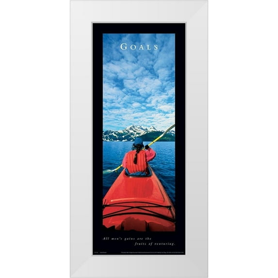Unknown 8x14 White Modern Wood Framed Museum Art Print Titled - Goals Kayak