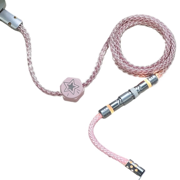 Unknown Error Studio Monocrystalline Copper Coiled Aviator Cable 8K, RGB Pink Glowing USB C Data Cord for Magnetic Keyboard