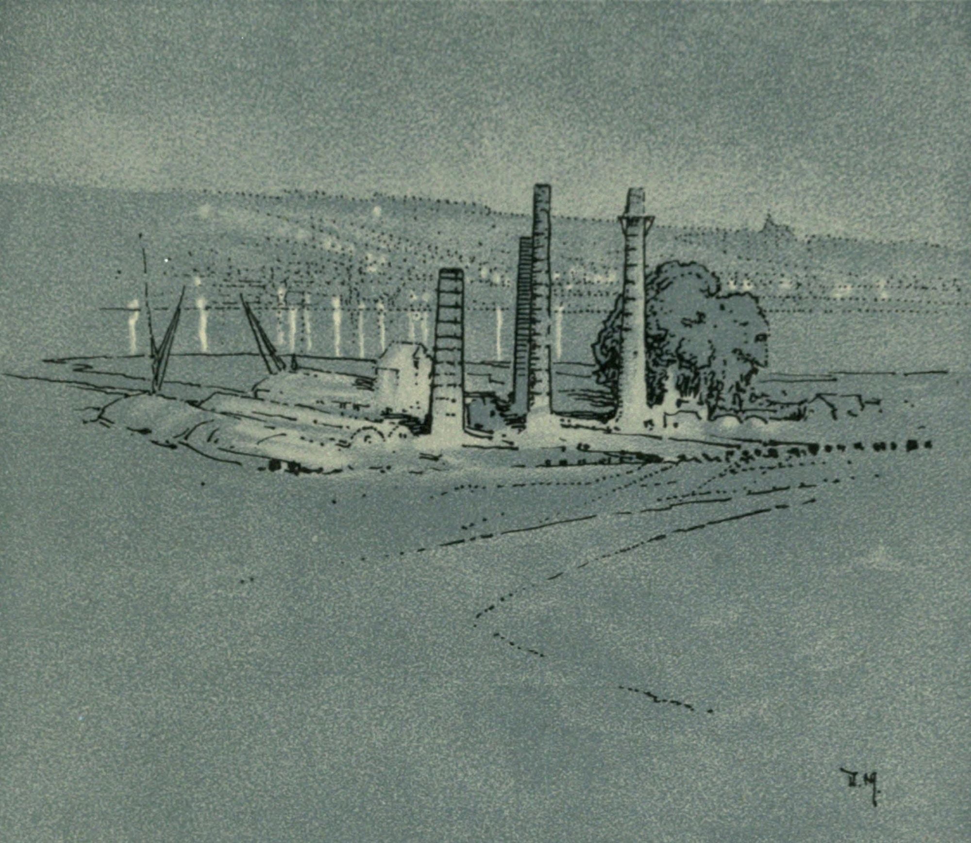Unknown Kent 1922 Cement works at Borstal Canvas Art - Donald Maxwell (24 x 36)