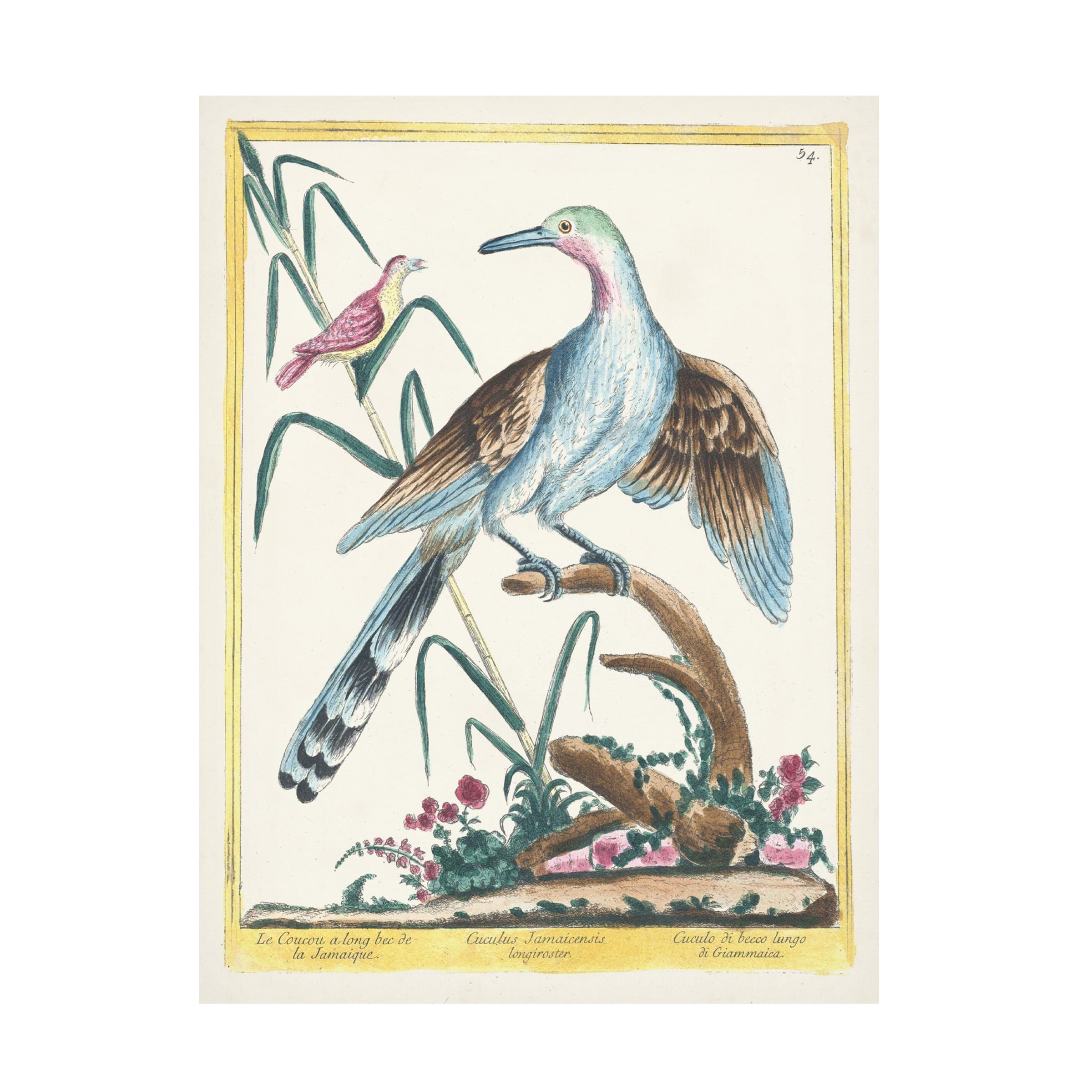 Pastel Birds on Branch Canvas Art in Light Blue and Brown