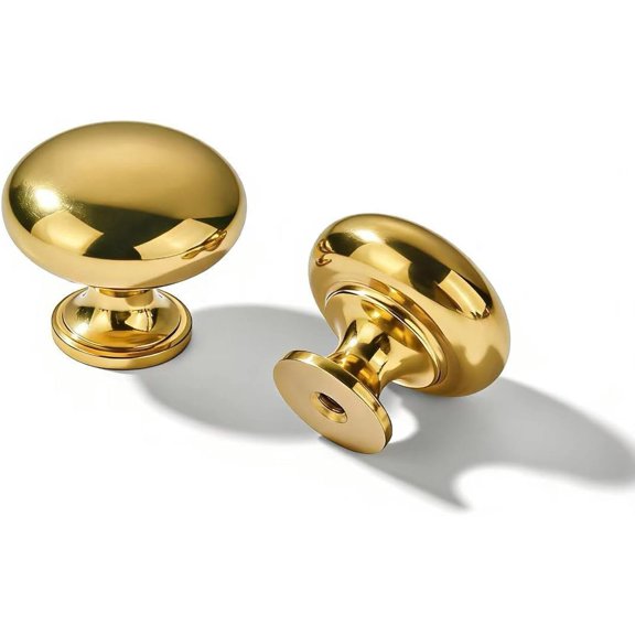 Unlacquered Brass Retro Classic Knobs Cabinet 5 Pack 1 inch Diameter Round Knobs for Kitchen Cabinets,Bathroom Dressers and Cupboards