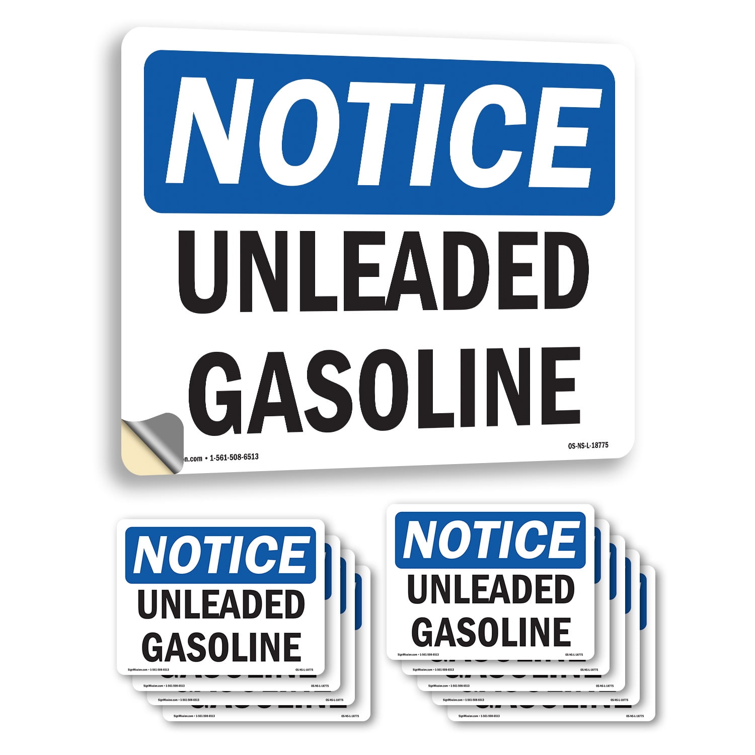 Unleaded Gasoline OSHA Notice Vinyl Decal Label 24 Inch x 18 Inch - 10 ...