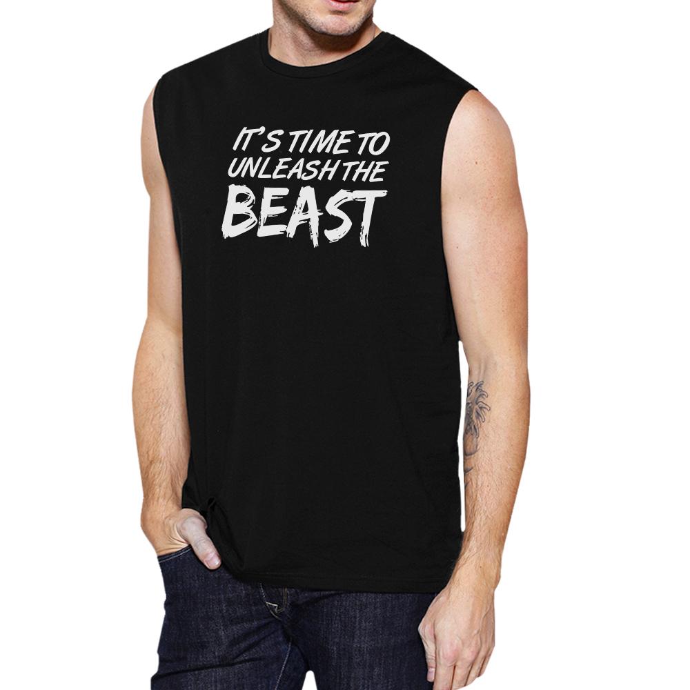 Unleash Beast Mens Black Gym Fitness Tank Top Humorous Muscle Shirt - image 1 of 4