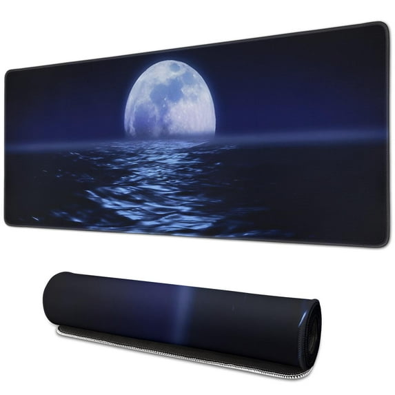 Unleash Your Gaming Potential: SciFi Space Moon Large Mouse Pad, Extended, Stitched Edges, Anti-Slip Base, Perfect Keyboard Mouse Mat for Gaming & Home Office, 31.5x11.8 Inch