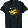 thumbnail image 1 of Unleash Peerness Black T-Shirt with Bold Yellow Graphic & Design, 1 of 5