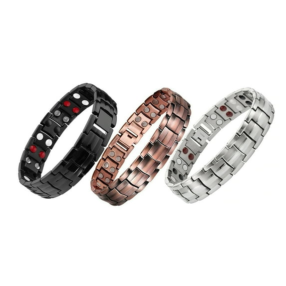 Unleash the Power of Magnetic Energy Therapy Bracelet for Stress, Anxiety, Arthritis, and Pain Relief - A Stylish Stainless Steel Gift for Men and Women (3-Pack)
