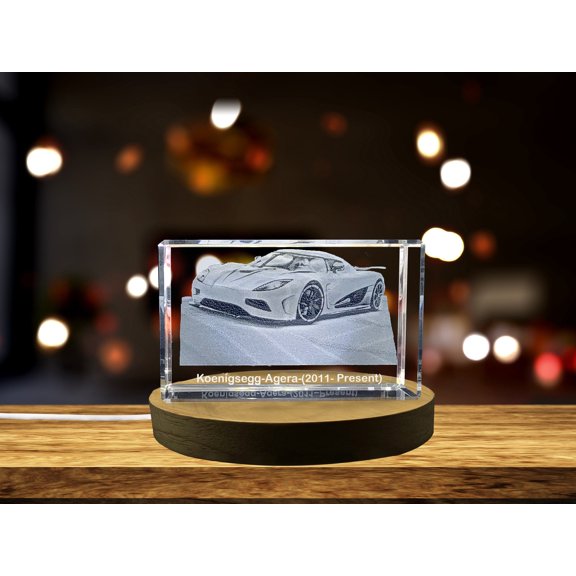 Unleash the Hypercar Beast: Koenigsegg Agera (2011–Present) - 3D Engraved Clear Crystal Tribute AB Crystal Collection