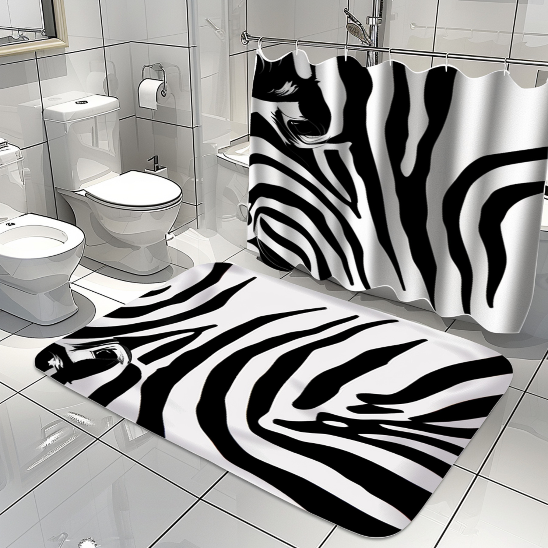 Unleash the Wild with our Zebra Print Bathroom Set Compare to Boring