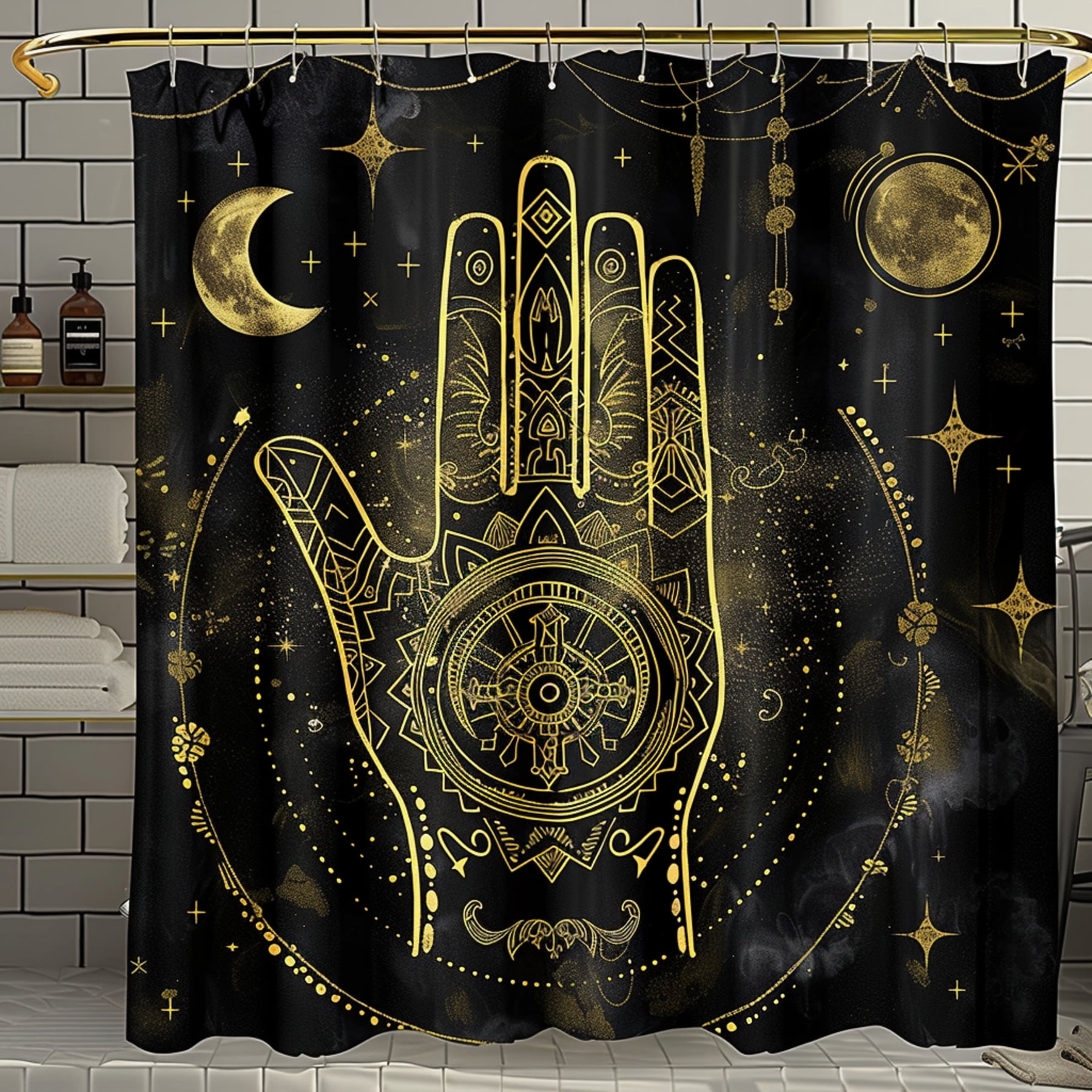 Unleash your inner mystic with our enchanting black and gold shower
