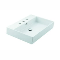 Unlimited 60.03 Wall Mount/Vessel Bathroom Sink in Ceramic White with Three Faucet Holes