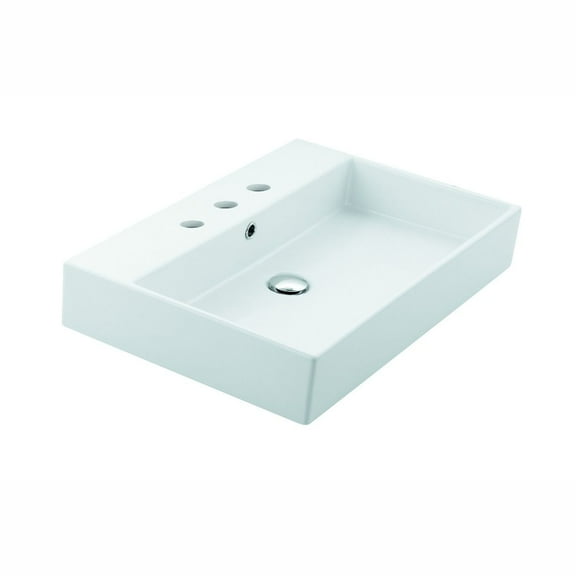 Unlimited 60.03 Wall Mount/Vessel Bathroom Sink in Ceramic White with Three Faucet Holes