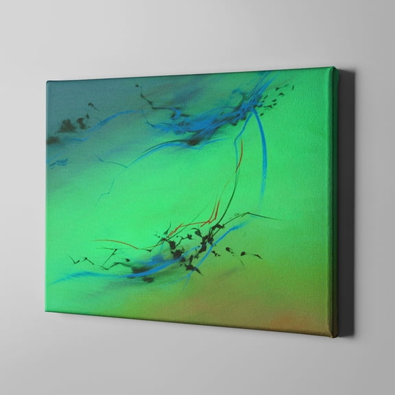 Unlimited Art Project - Abstract Canvas Art Teal Green Unique Print Modern Framed Wall Décor