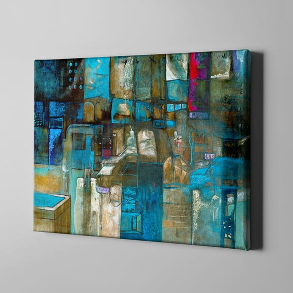 Unlimited Art Project - Abstract Modern Canvas Art Blue Street Unique Print Living Room Wall Décor