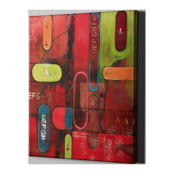 Unlimited Art Project - Groovy Red Lime Abstract Canvas Wall Art Print Modern Wall Décor