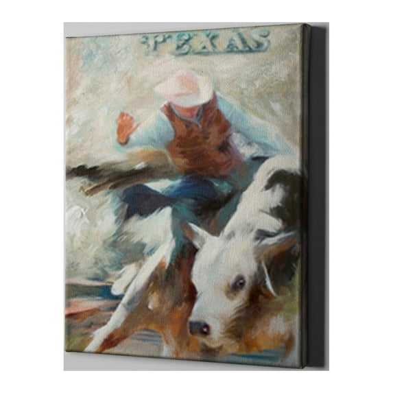 Unlimited Art Project - Texas Western Cowboy and Bull Canvas Wall Art Print Wall Décor
