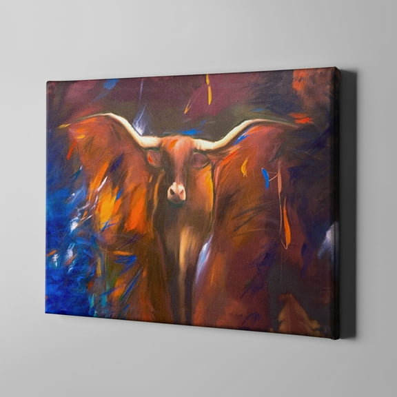 Unlimited Art Project - Texas Western Unique Bull Canvas Wall Art Print Wall Décor