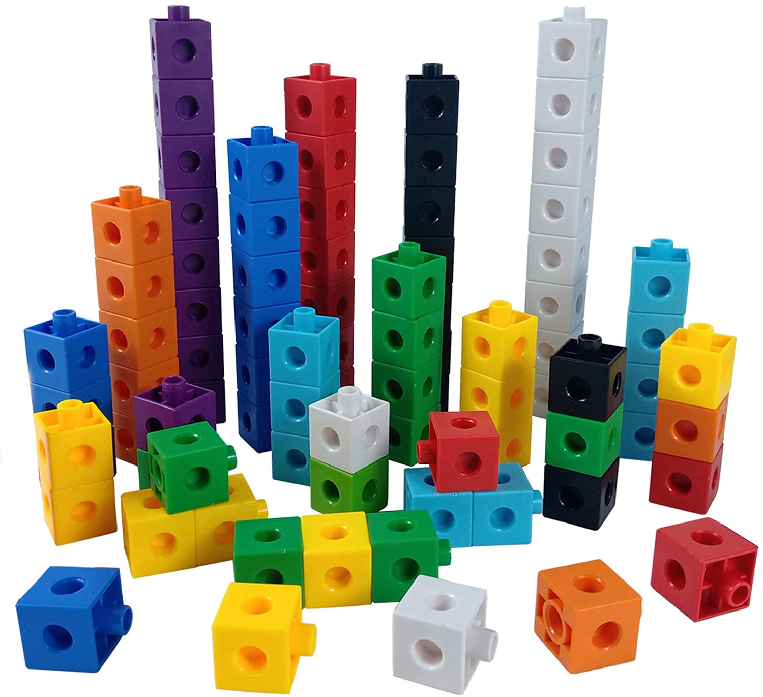 Building Block Cube Set- 100 Piece Colorful Plastic Snap Cubes for  Educational Fun and STEM Learning for Boys and Girls by Hey! Play!