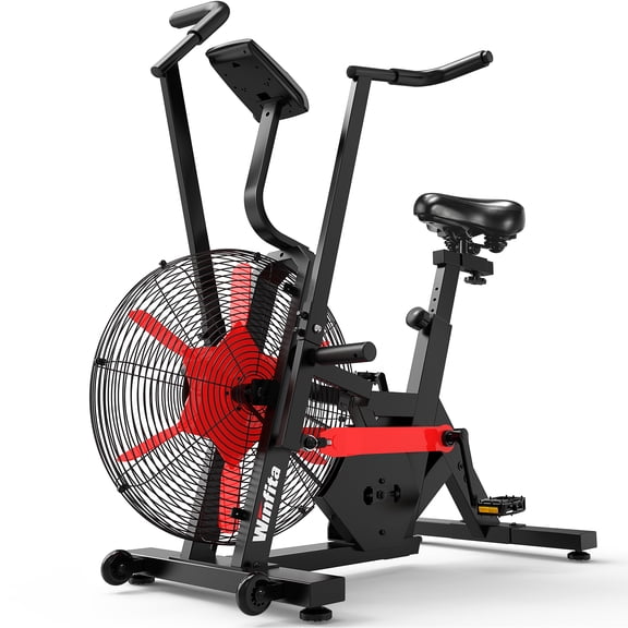 Winfita Air Bike Fan Bike Exercise Bike Indoor Cycling Stationary Bike with Unlimited Air Resistance, Bluetooth App (Kinomap/Zwift), Dual-Action Arms & 350LBS Capacity