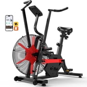 Winfita Red Air Bike Exercise Bike for Indoor Cycling, Stationary Bike with Air Resistance Monitor, 350 lbs Capacity