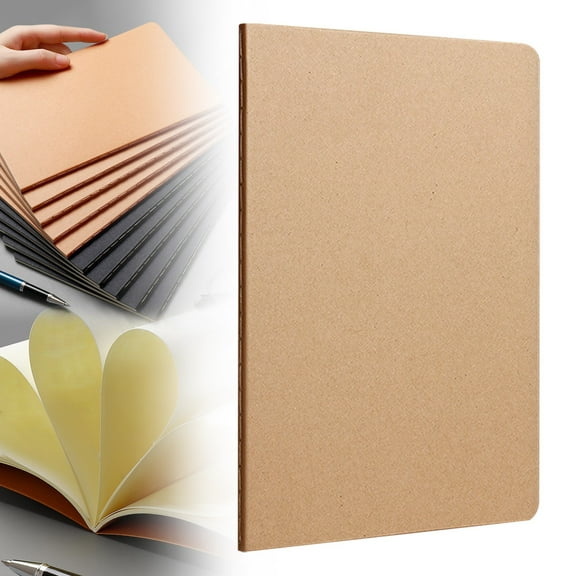 Unlined Kraft Paper Notebooks, Blank Journal Note Pad for Drawing Writing, Small Sketchbook, Travel Journal Bulk for Office Supplies, 72 Pages, 1 Pcs, 8.07x4.09”