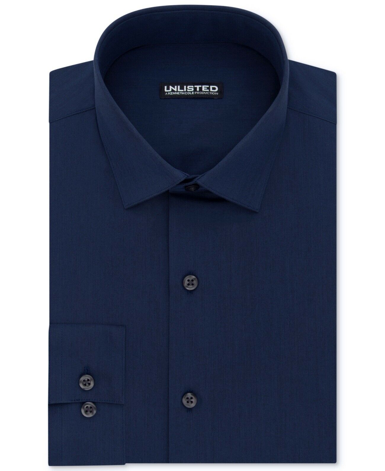 Unlisted Kenneth Cole Mens Dress Shirt Large 16-16 1/2 Slim Fit   Blue L
