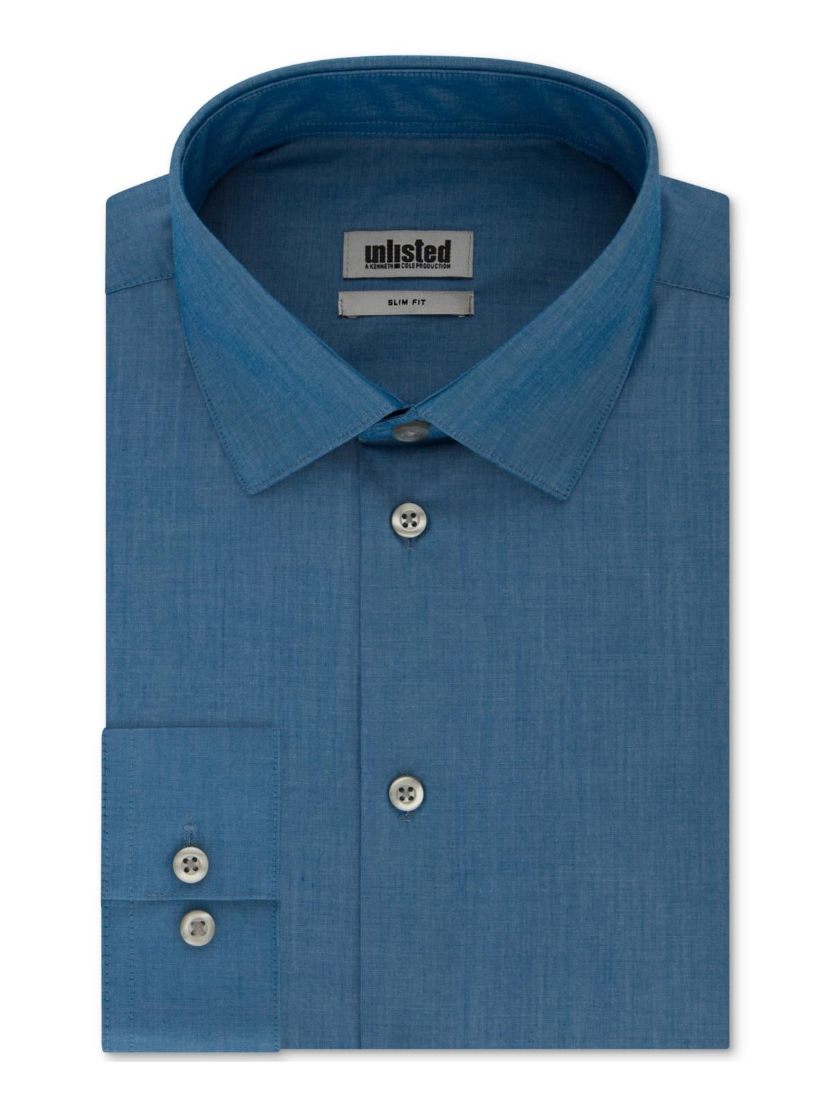 Men's Grey Slim Fit Spread Collar Dress Shirt