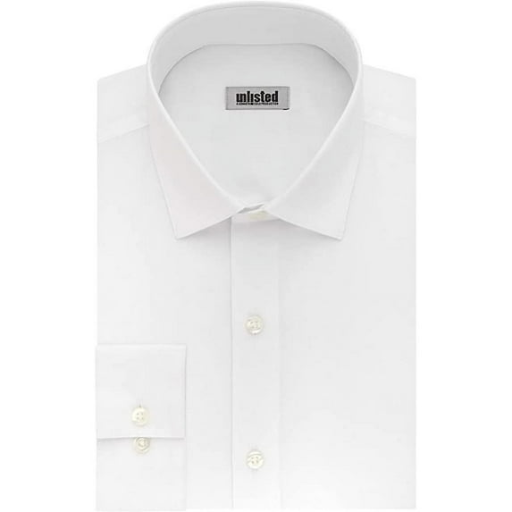 Unlisted by Kenneth Cole mens Slim Fit Solid Dress Shirt, White, 15-15.5 Neck 32 -33 Sleeve US New with box/tags