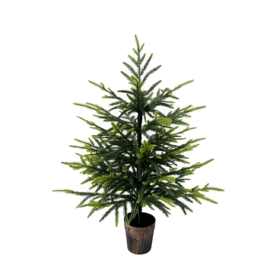 Unlit 2ft Potted Tabletop Christmas Tree, Artificial Norfolk Pine Cedar Cypress for Indoor Outdoor Holiday Decor