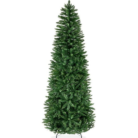 Unlit Pencil Christmas Tree, 6ft Premium Artificial Tree, Realistic Spruce Holiday Decor w/ 618 Branch Tips, Metal Base