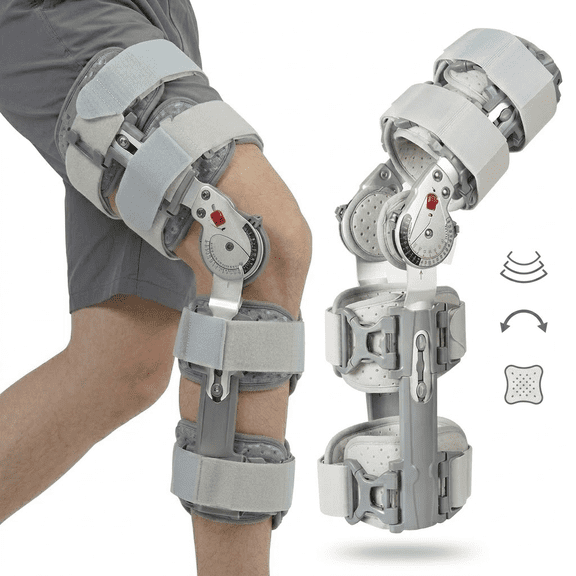 Unloader Hinged Knee Brace with Dial Lock Telescopic Leg Stabilizer Support for Post-Op Recovery and Joint Rehab Breathable Padding