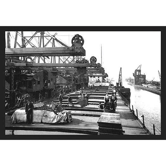 Unloading Ore, Ohio-Fine Art Canvas Print (20" x 30")