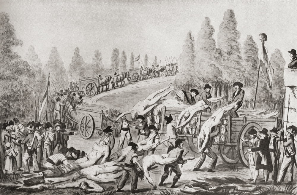 Unloading The Bodies Of Victims During The French Revolution From A Contemporary Print Canvas Art - Ken Welsh Design Pics (17 x 11)