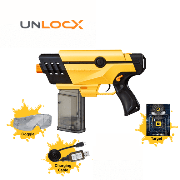 UnlocX Gel Blaster Kit - Continuous Fire Rechargeable, Yellow, Ages 14+