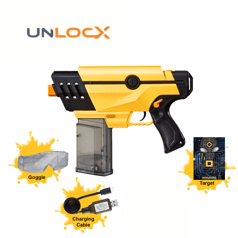 UnlocX Gel Blaster Kit - Continuous Fire Rechargeable, Yellow