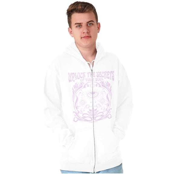 Unlock The Secrets Of Your Soul Unisex Fleece Graphic Zip Up Hoodie Brisco Brands 4X