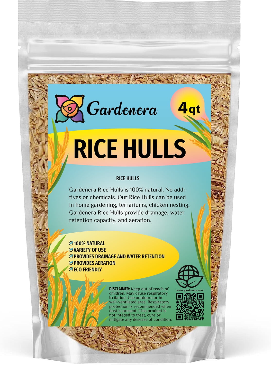 ⭐ Unlock Your Garden's Potential with Gardenera Rice Hulls - Improve Soil Porosity, Moisture Control, and Weed Suppression - 4 QUARTS