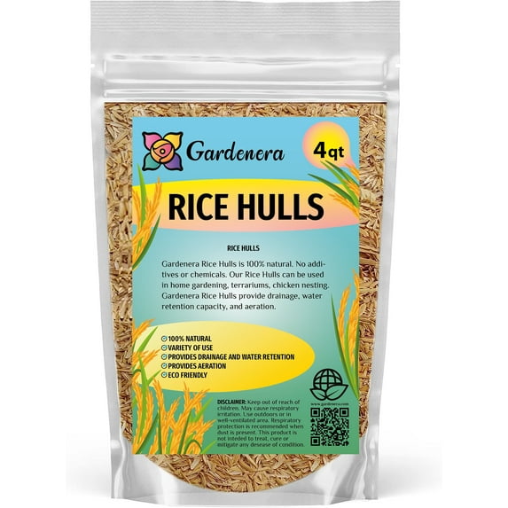 ⭐ Unlock Your Garden's Potential with Gardenera Rice Hulls - Improve Soil Porosity, Moisture Control, and Weed Suppression - 4 QUARTS