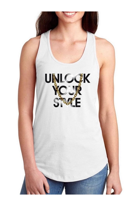 Unlock Your Style Chain Art Racerback Tank Women -Image by Shutterstock, Female Small