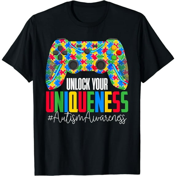 Unlock Your Uniqueness Puzzle Controller Autism Awareness T-Shirt