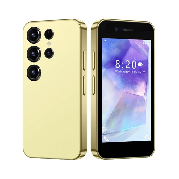 Unlocked Android Smartphone 4 Inch HD - 1GB RAM 16GB ROM, Dual SIM, Face Unlock, MTK Quad-Core, Compact Beginner Phone (Gold)