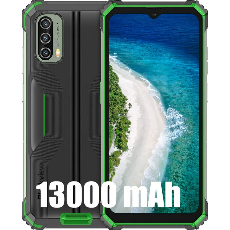 Unlocked Cell Phone, Blackview BV7100 Rugged Phone 13000mAh 6GB+128GB  Android Smartphone 4G LTE Dual SIM, IP68/NFC/Glove Mode, Green