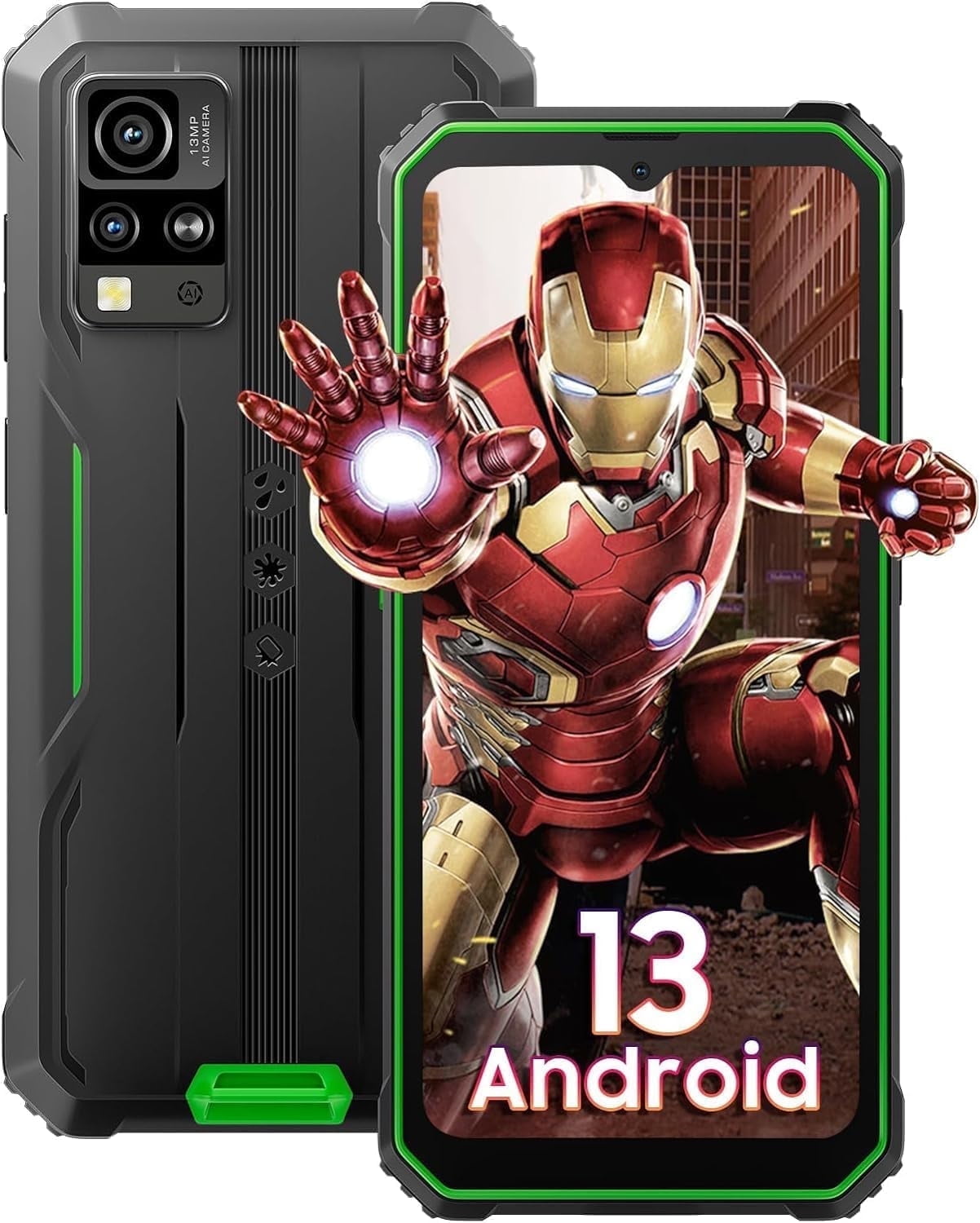 Blackview Rugged Cell Phones BV4800 Pro 12GB+128GB Octa-core 6.5” IP68 & IP69K Waterproof Smartphones, 4G LTE Dual SIM, NFC Glove Mode, Green