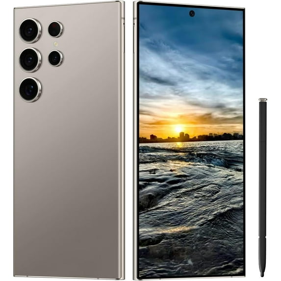 Unlocked Cell Phones U24 Ultra Smartphone Android 13 Phones 8+256GB/6.8" HD Screen/Dual SIM/108MP+48MP Camera/6800 mAh/Built-in Pen(Gray)