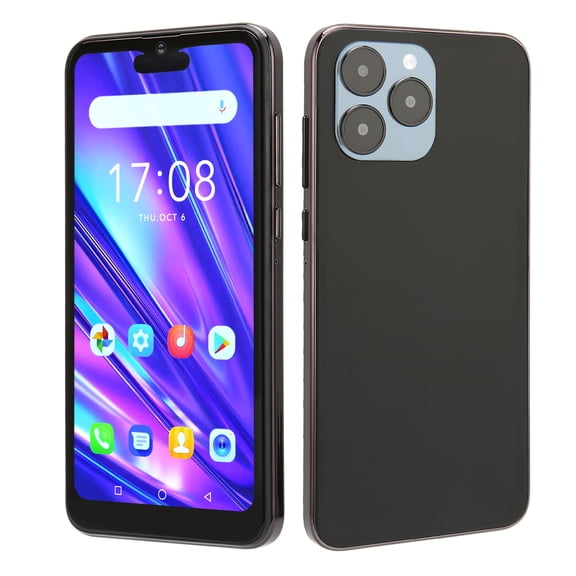 Unlocked Dual SIM Smartphone with 6.1 Inches / 15.5 cm Screen 4GB RAM 32GB ROM Quad Core 5000mAh Battery Face Recognition 100-240V, Matte Black