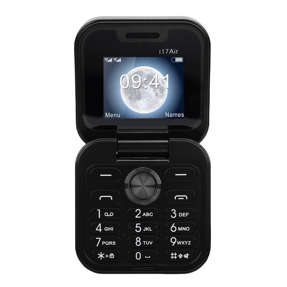 Unlocked Flip Phone Dual SIM GSM 2G Mobile Phone with Large Buttons & Loud Speaker, 1.77 inches / 4.5 cm Screen, Type C Charging Port, Pocket Size (Folded: 2.48 x 2.48 in) - Black