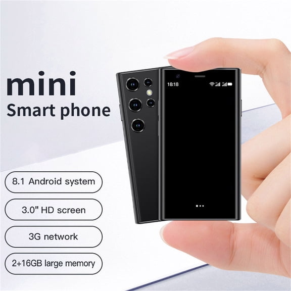 Unlocked Mini Cell Phone with Dual SIM 3G and WiFi Support, Compact Lightweight Backup Phone for Seniors Childs Travel Emergency Use Featuring Long Standby Battery and Simple Android 8.1 OS