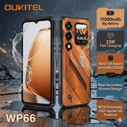 Unlocked Rugged Phone Rear Secondary Screen Design MTK Dimensity 7025 5G Platform OUKITEL WP66 36GB12+24expansion+512GB 11000mAh Battery 33W Fast Charging IP68 Waterproof Cell Phone