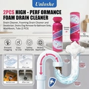 Unloshe Foaming Drain Cleaner 2PCS - Powerful Foam Drain Clog Remover for Sink, Shower, Bathtub, Kitchen - Fast Acting Foaming Drain Cleaner for Hair, Grease, Odor - Safe on Pipes